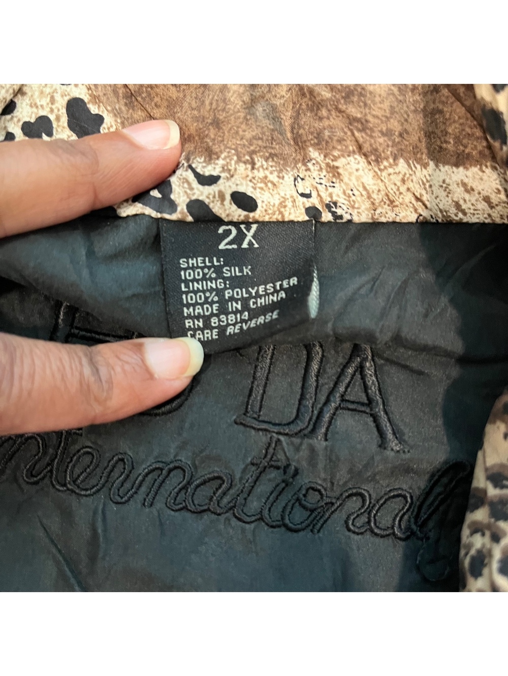 FU DA International Cheetah animal print 100% silk zip bomber jacket plus size - Picture 3 of 5